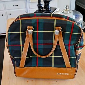 Leeds Vintage Luggage Zipper Flannel Design Travel Bag